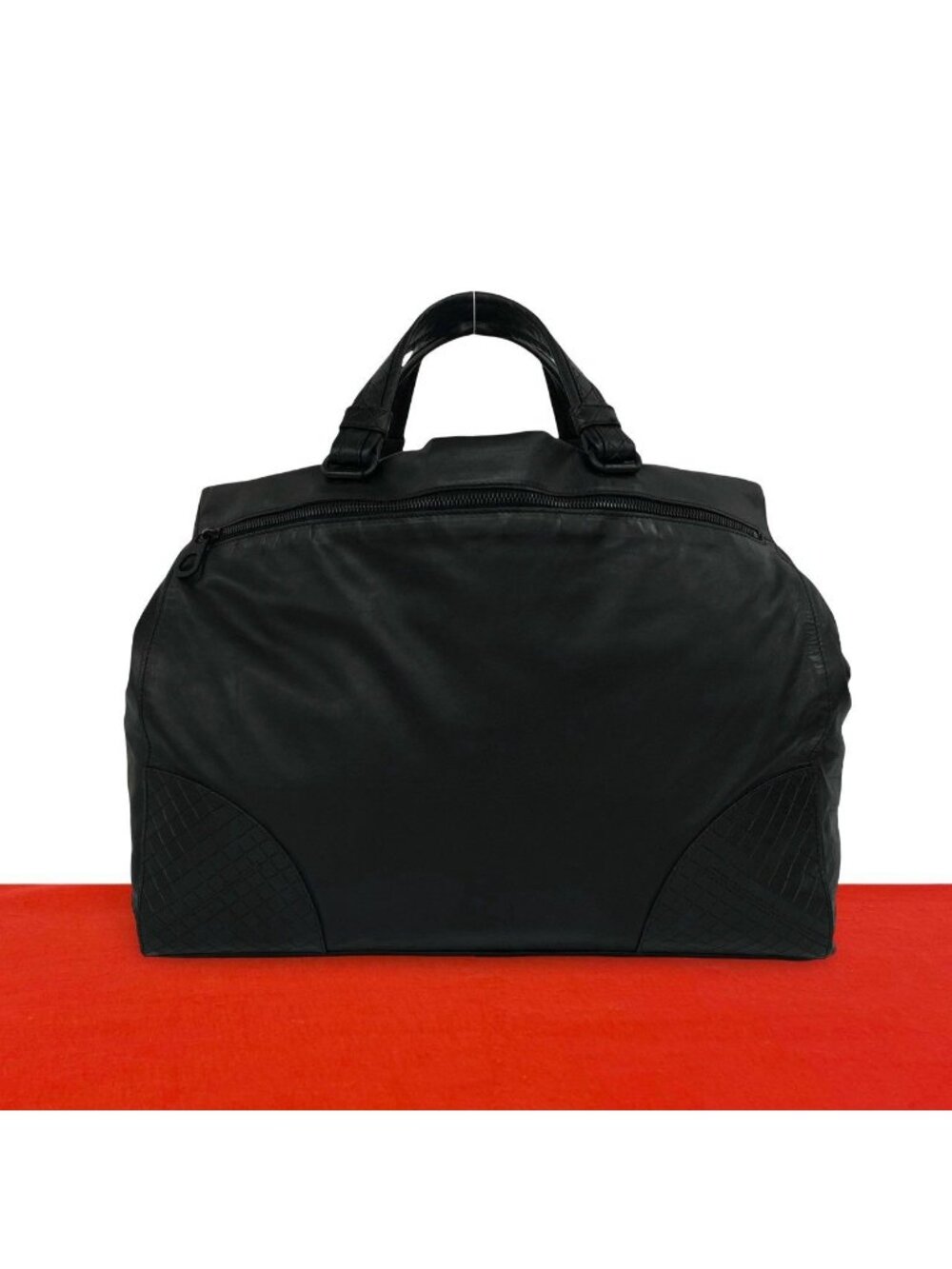 Bottega Veneta Intrecciato Leather Boston Bag Black